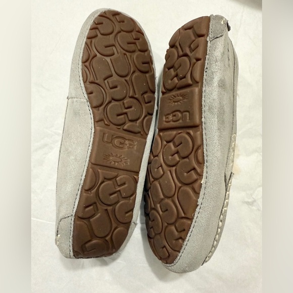 UGG Ansley Grey Suede Shearling Slippers Women’s Size 6 Genuine Sheepskin Lined - Picture 8 of 10